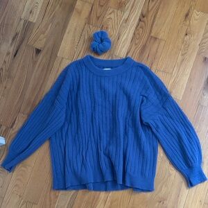 Aerie Ribbed Knit Blue Sweater